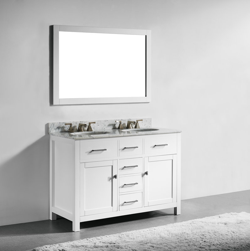 Willa Arlo Interiors Sverre 48" Double Bathroom Vanity Set with Mirror